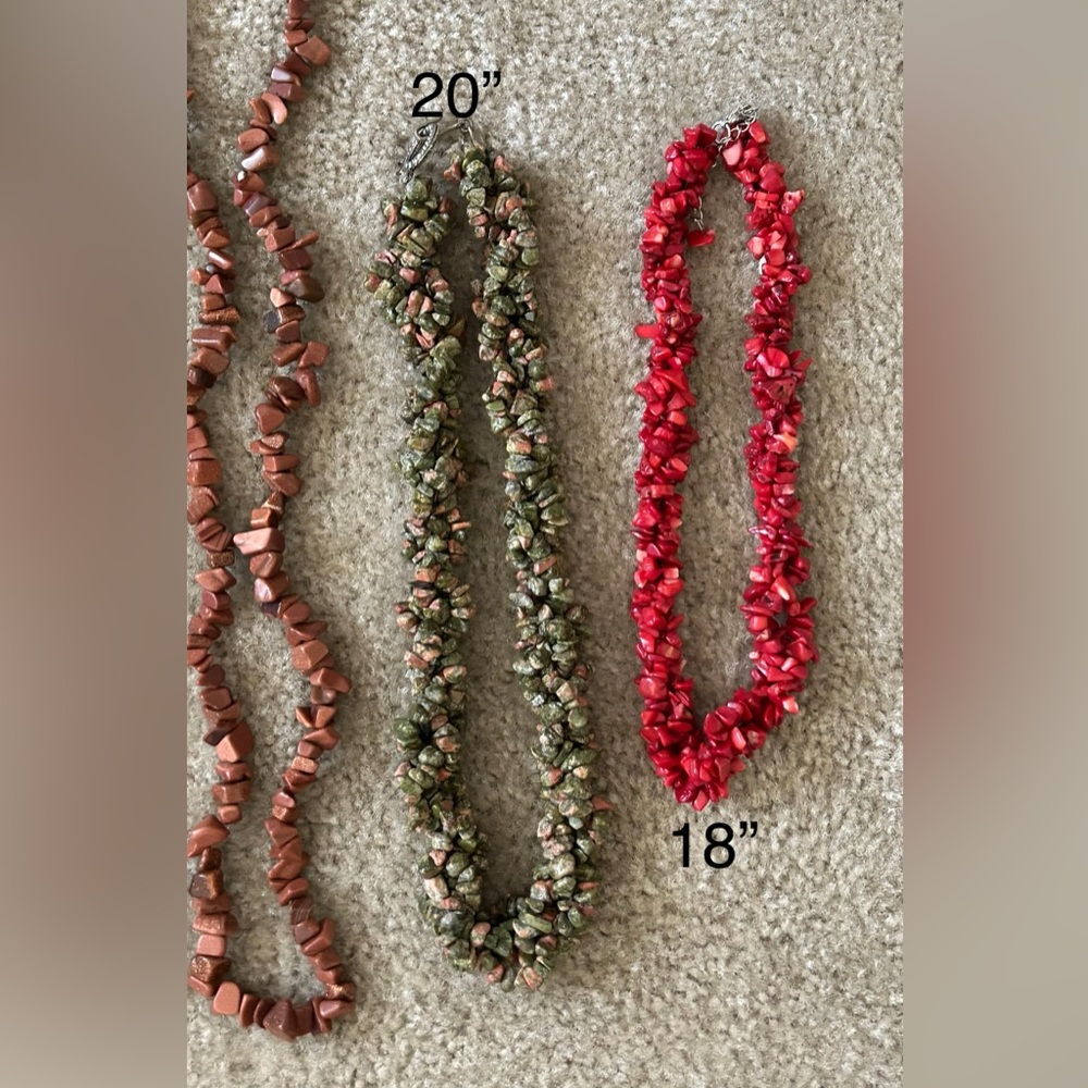 Lot of 12 Vintage Multi-gemstone Chip Stone 18”-32 “ Inch Necklace - Picture 4 of 7